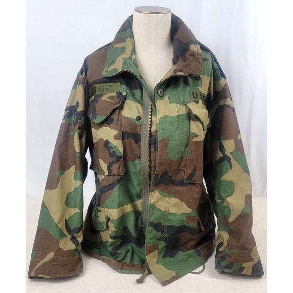 Vintage U.S. Army Field Jacket Woodland Camo 1980s Small X-Short - Picture 1 of 9